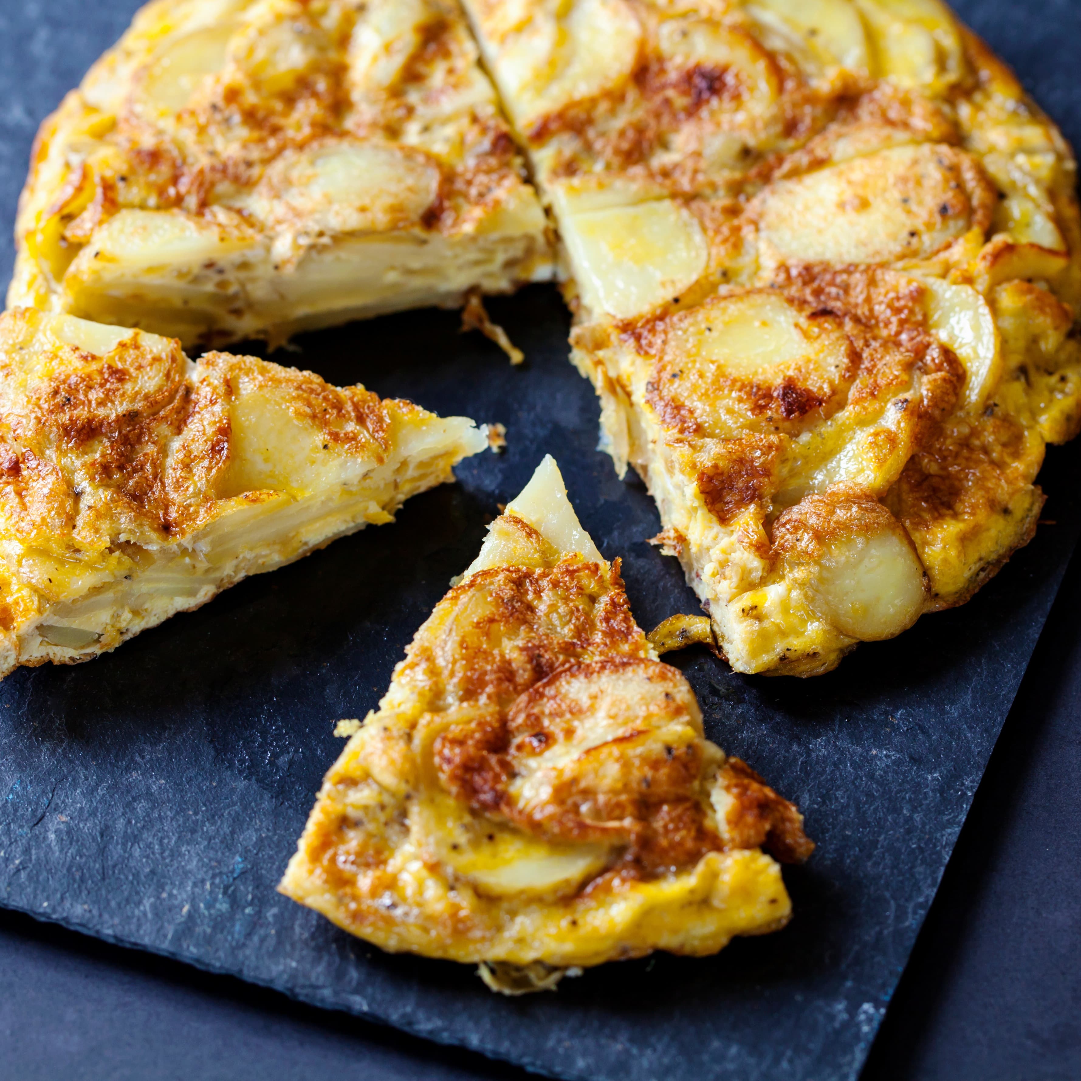 Traditional Spanish tortilla. fresh potato, egg omelette.